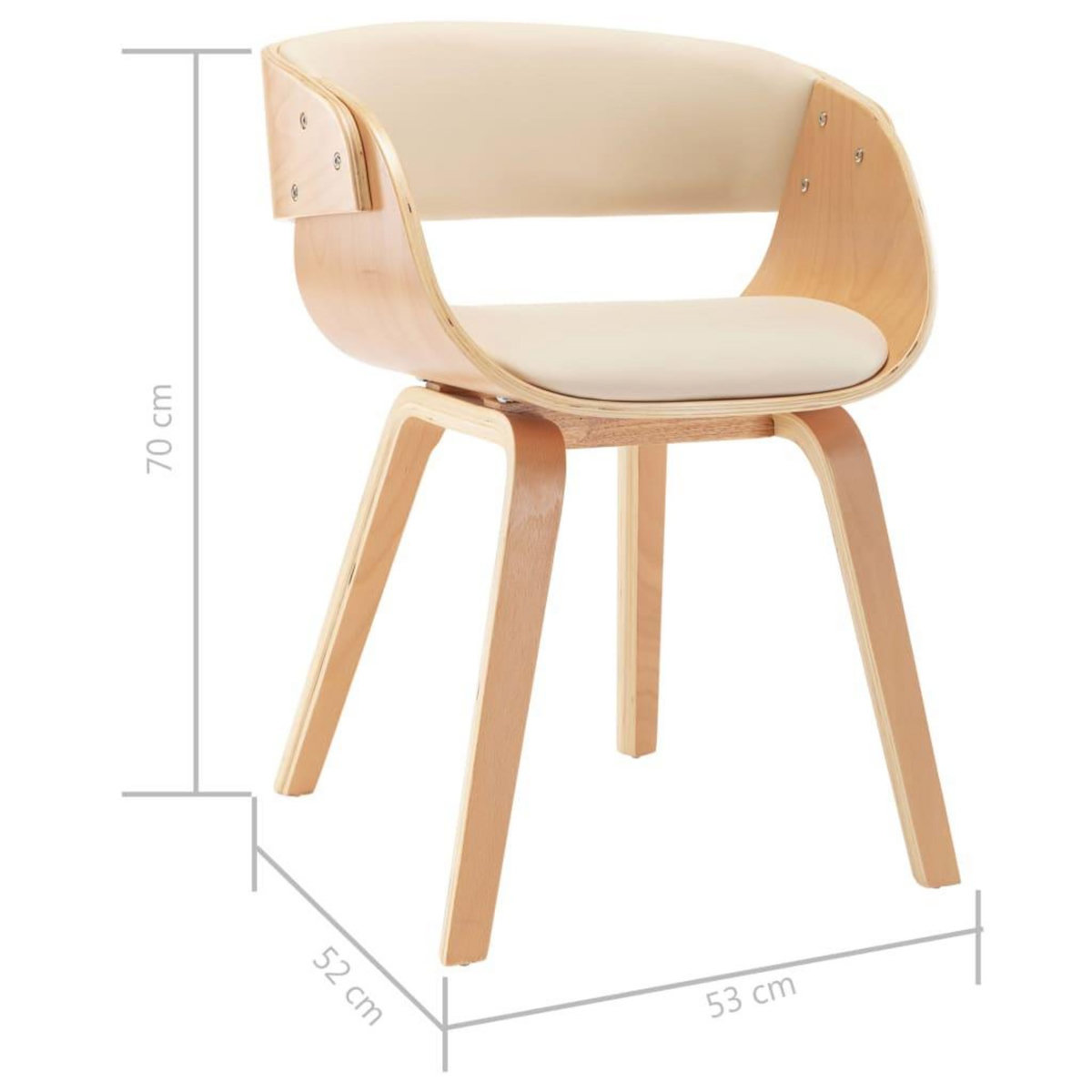 VIDAXL Chaises a manger lot de 2 creme bois courbe et similicuir