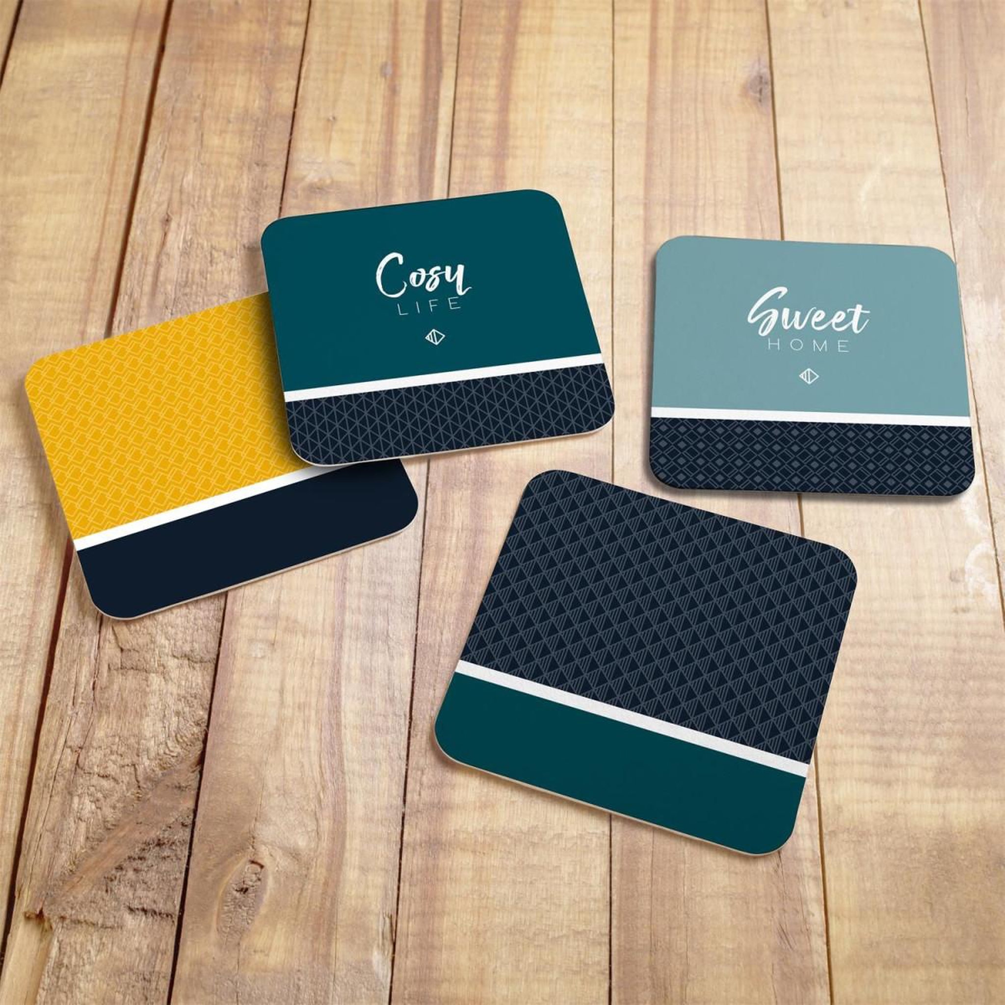 Voir la diapositive 3 : The Home Deco Factory Lot de 4 dessous de verre  cosy life  10cm multicolore