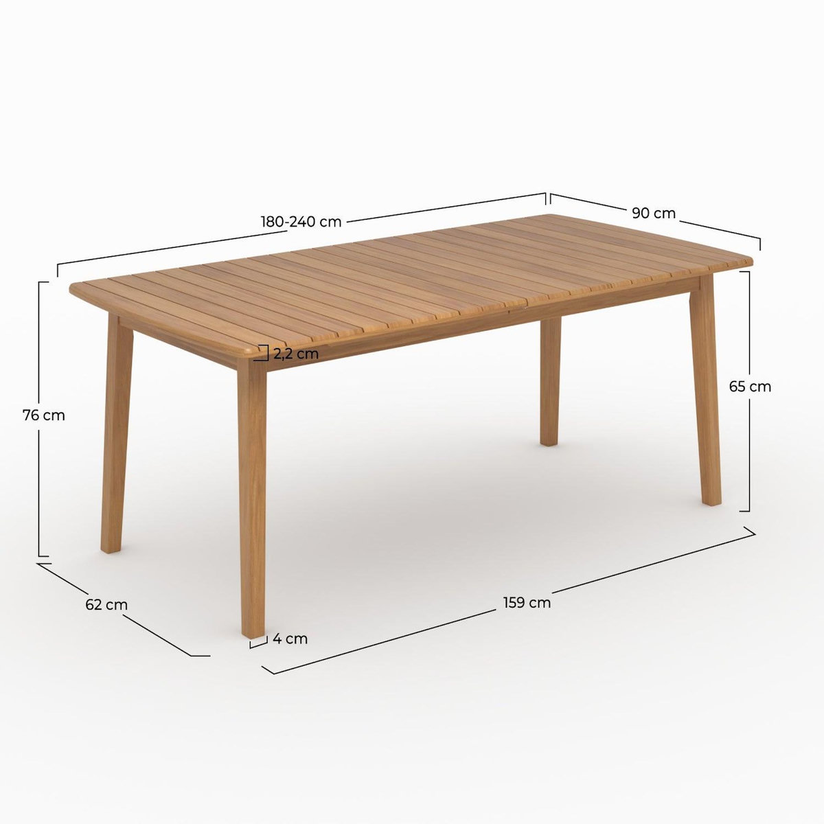 Rendez vous déco Table extensible en bois d'acacia huilé 6 à 10 personnes-Alona