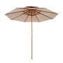 Voir la diapositive 4 : OUTSUNNY Parasol en bois peuplier droit 2 toits polyester 180 g/m² dia. 2,65 x 2,64H m beige