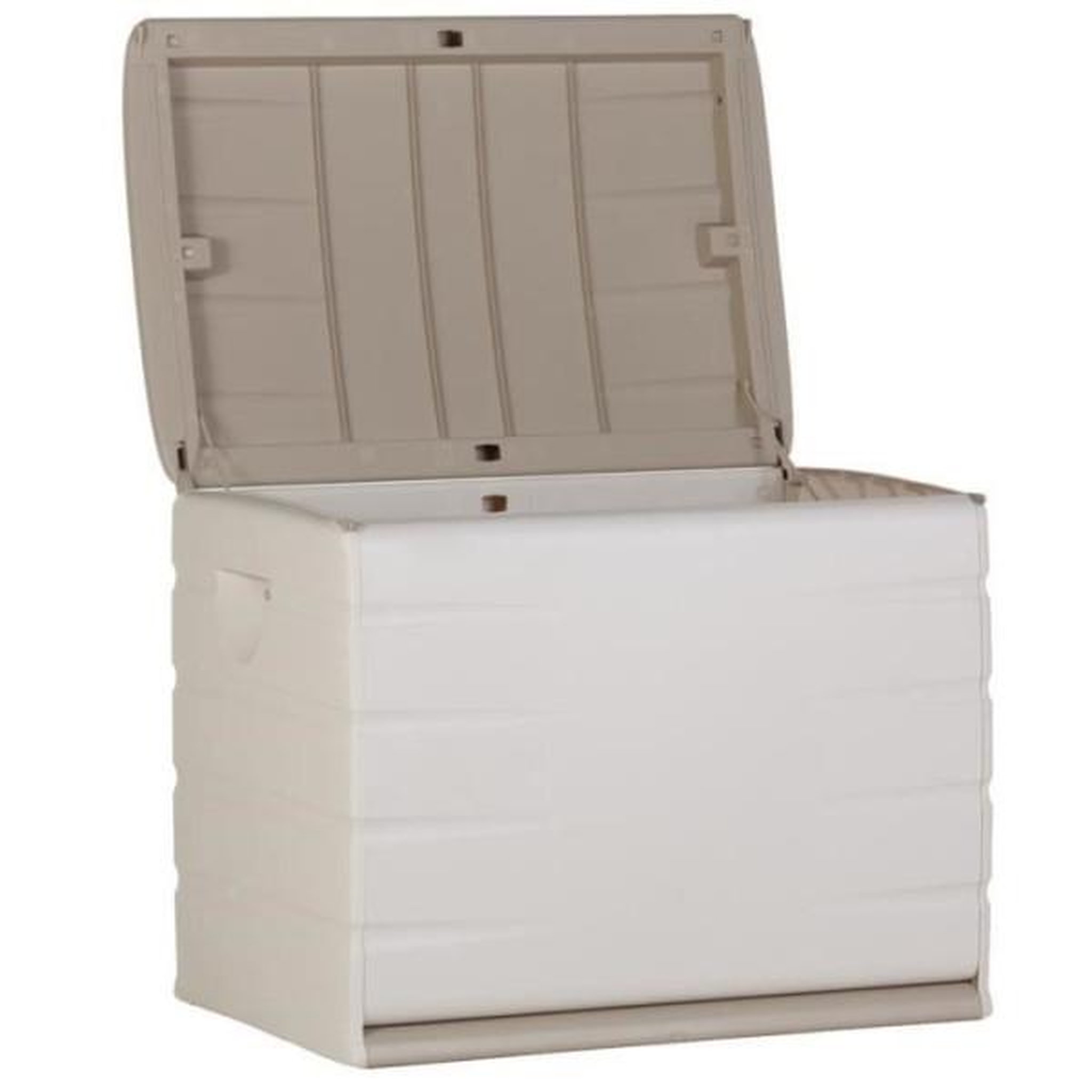 PLASTIKEN PLASTIKEN Coffre cadenassable avec roulettes - 190 L - Fonctionnel et esthétique - Beige