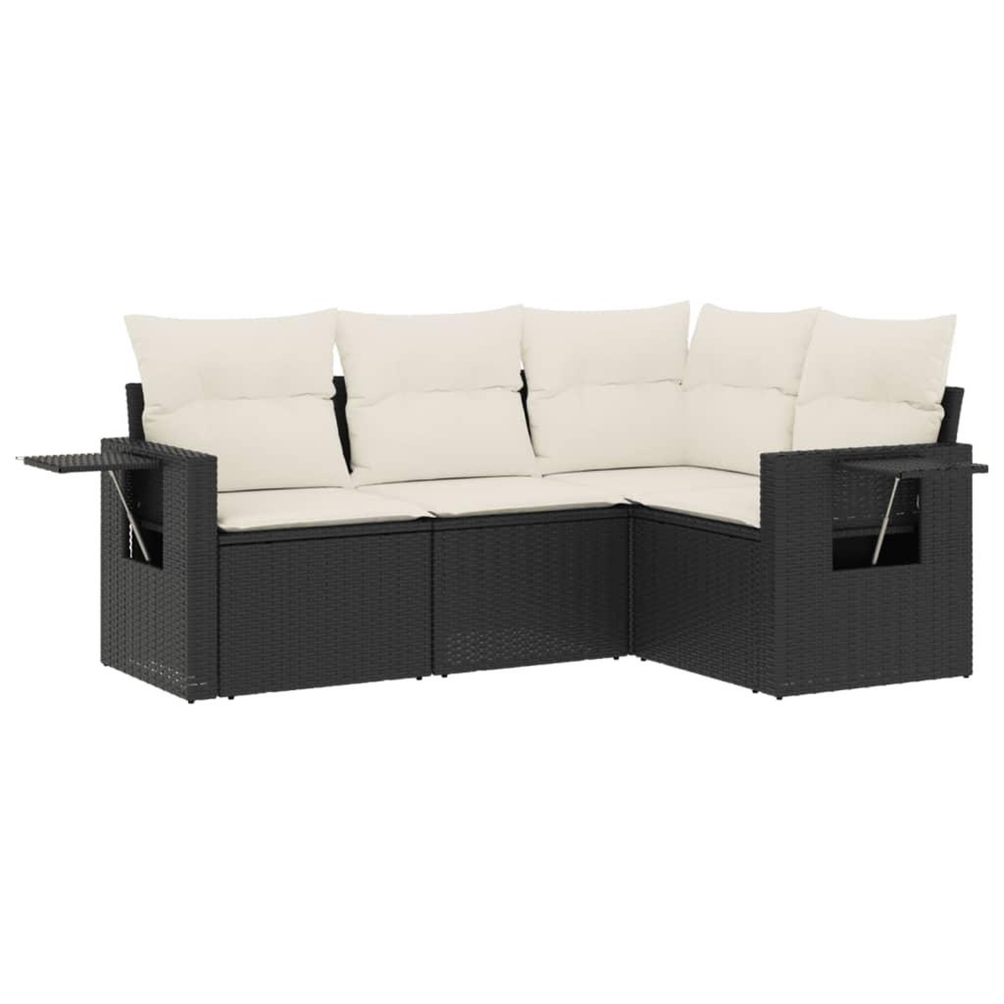 Voir la diapositive 2 : VIDAXL Salon de jardin 4 pcs avec coussins noir resine tressee