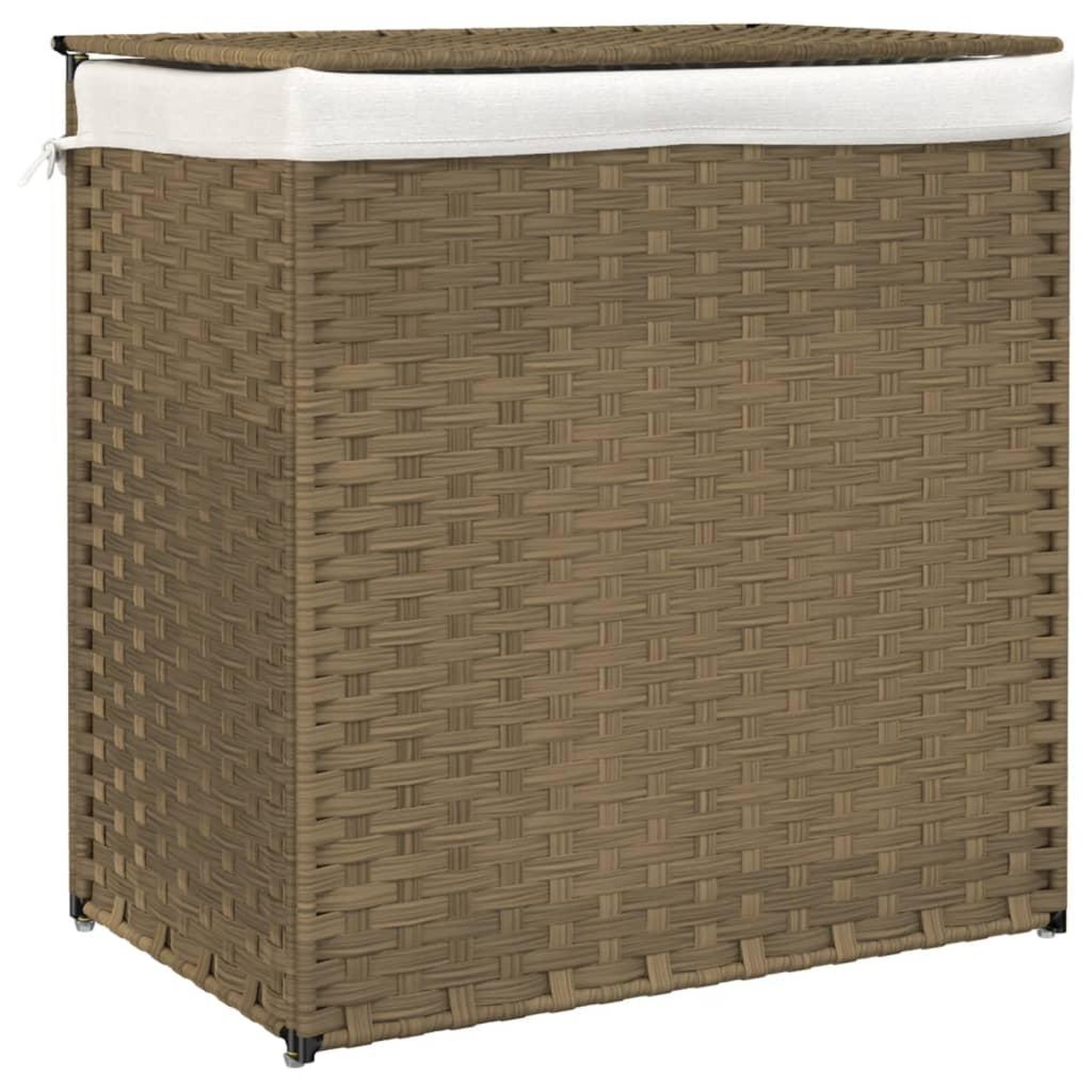 Voir la diapositive 2 : VIDAXL Panier a linge avec 2 sections 53x35x57 cm resine tressee
