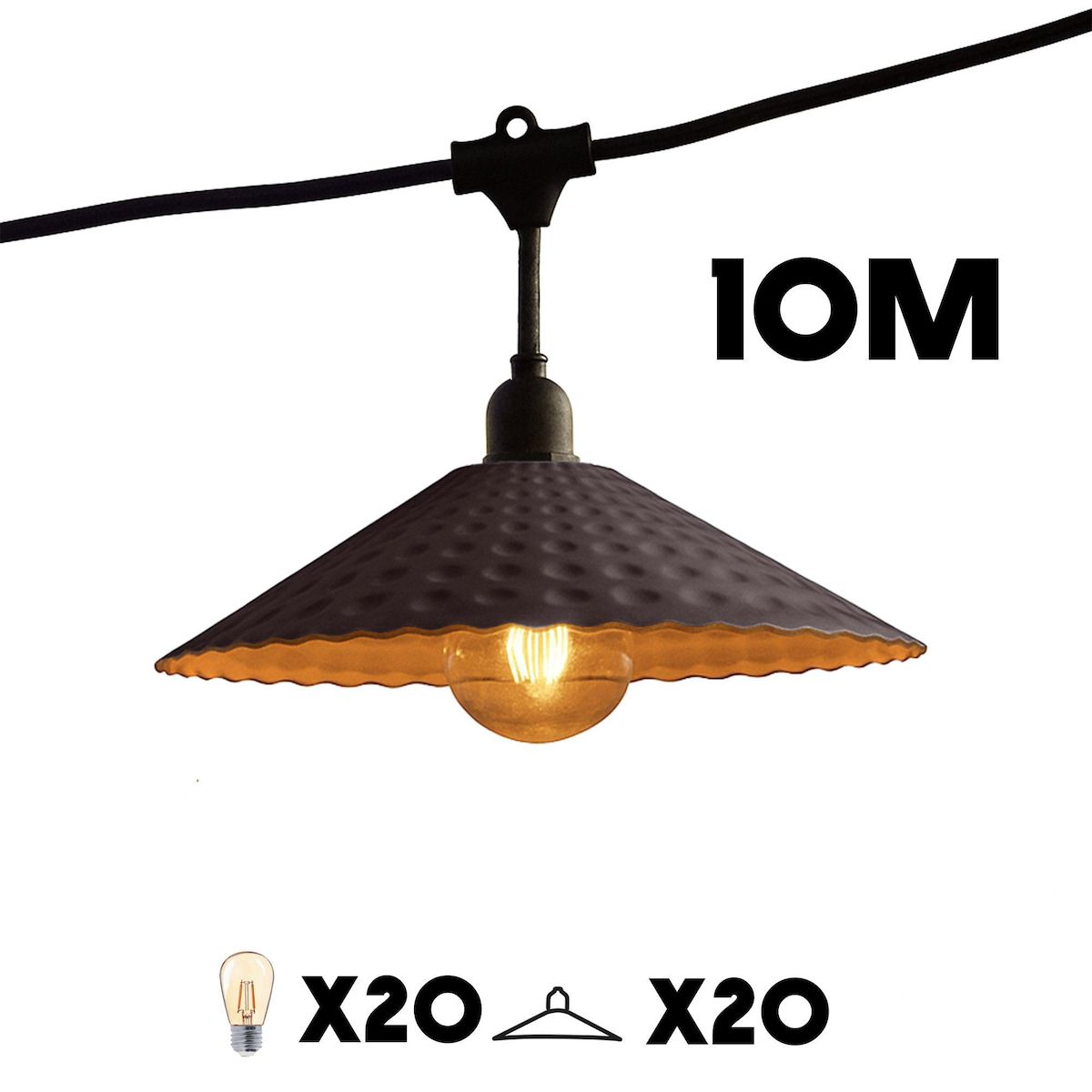 Lumisky Lot de 2 guirlandes VINTY Noir Acier 6M