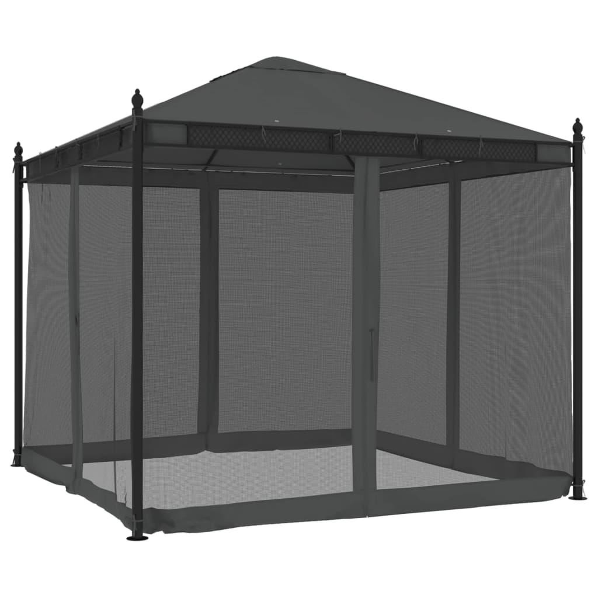 Voir la diapositive 2 : VIDAXL Tonnelle avec parois en filet anthracite 2,93x2,93 m acier