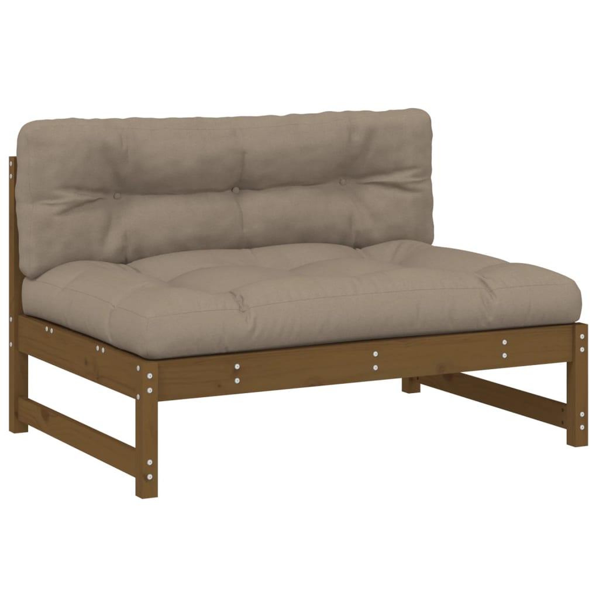 Voir la diapositive 2 : VIDAXL Canape central 120x80 cm marron miel bois de pin massif
