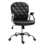 HOMCOM Vinsetto Fauteuil de bureau chaise de bureau ergonomique réglable roulettes pivotantes boutons strass revêtement synthétique PU 59,5L x 60,5l x 95-105H cm noir
