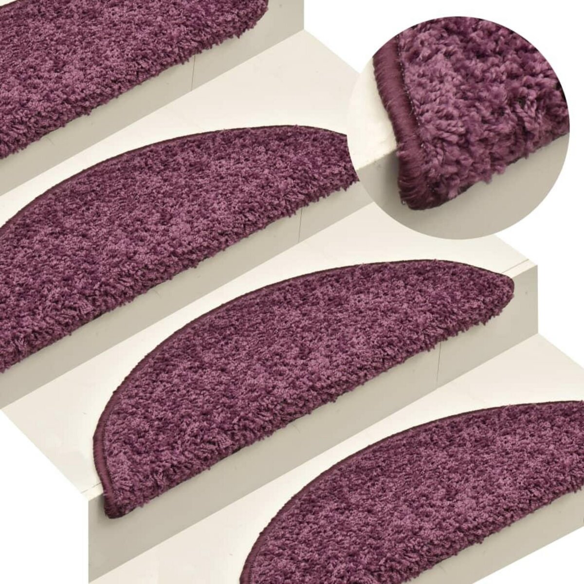 VIDAXL Tapis de marches d'escalier 15 pcs Violet fonce 56x17x3 cm