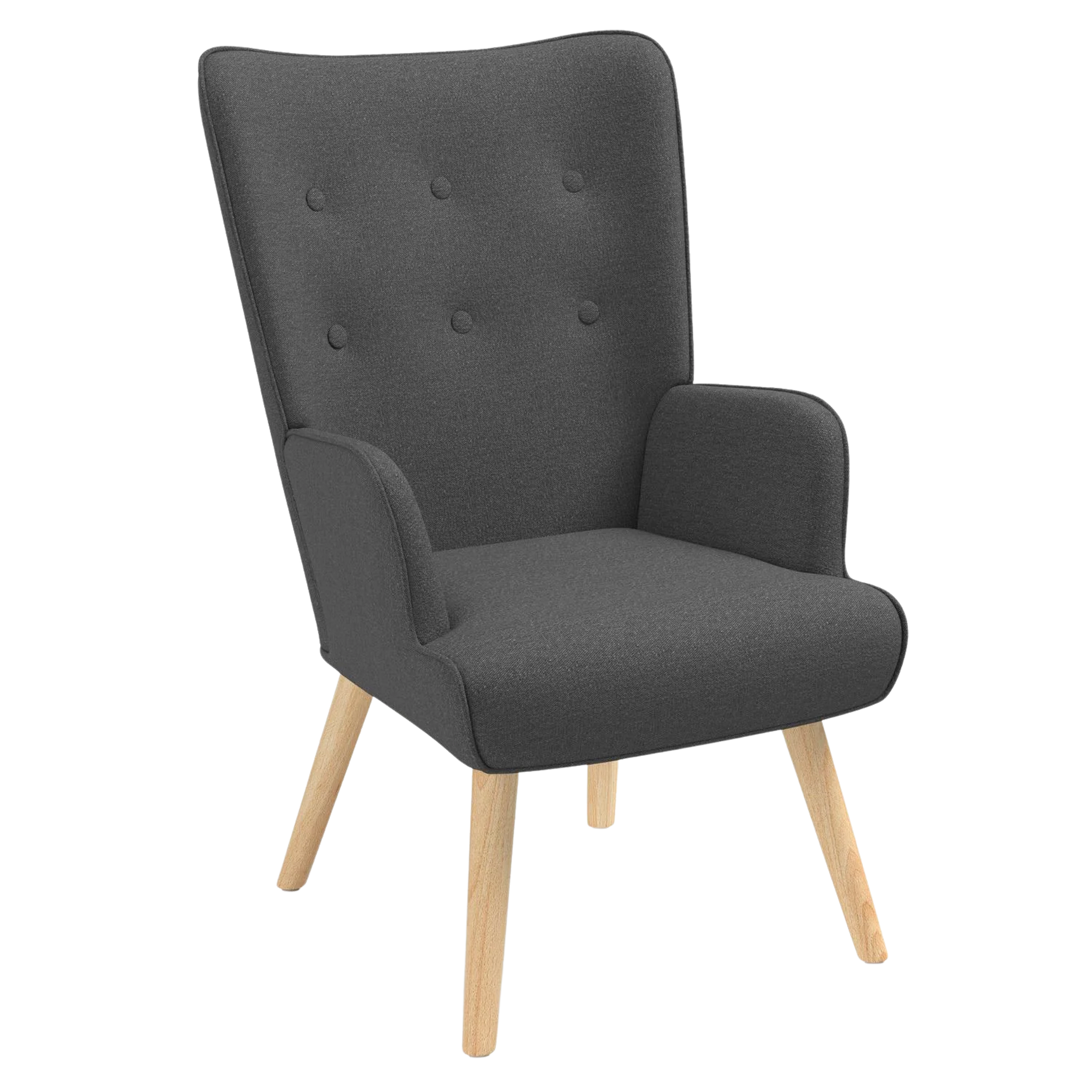 ID MARKET Fauteuil scandinave ivar en tissu gris anthracite