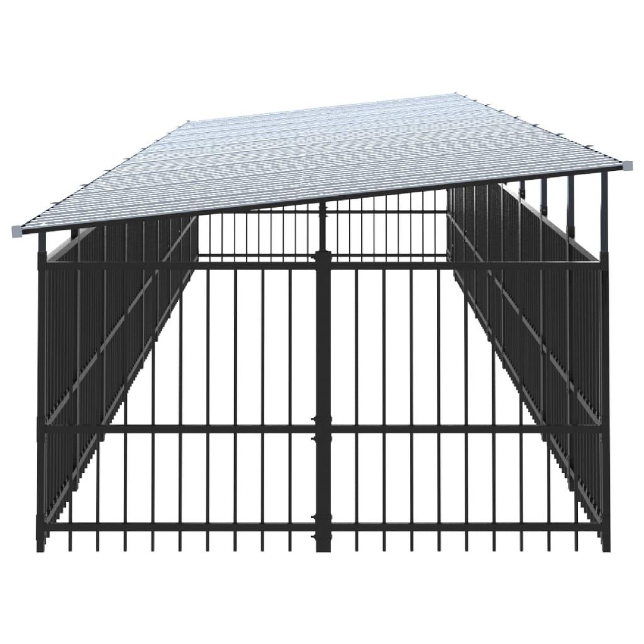 Voir la diapositive 4 : VIDAXL Chenil d'exterieur avec toit pour chiens Acier 16,89 m²