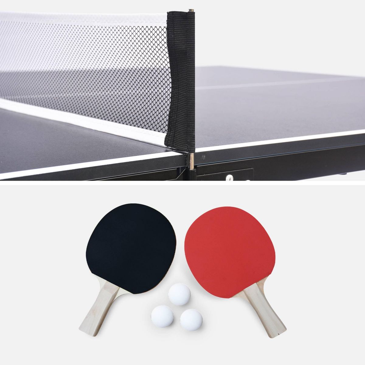 SWEEEK Table de ping pong d'intérieur médium avec 2 raquettes et 3 balles
