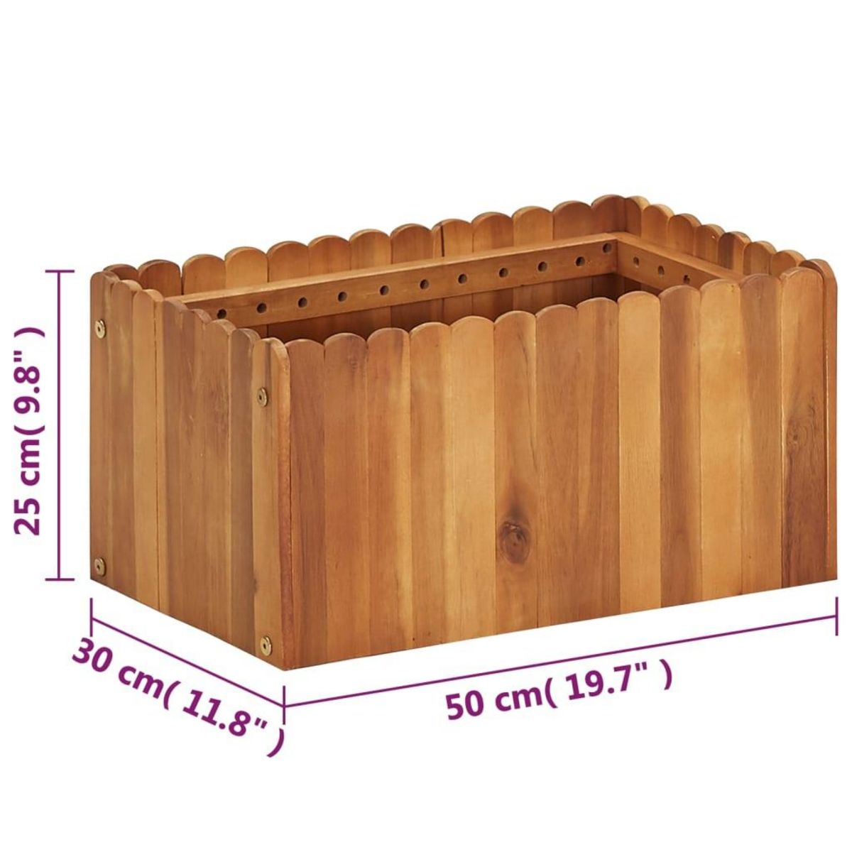 VIDAXL Lit sureleve de jardin 50x30x25 cm Bois massif d'acacia