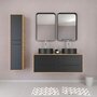 Aurlane Meuble de salle de bain caisson + 2 vasques rondes + 2 miroirs + 1 colonne - UBY 120cm