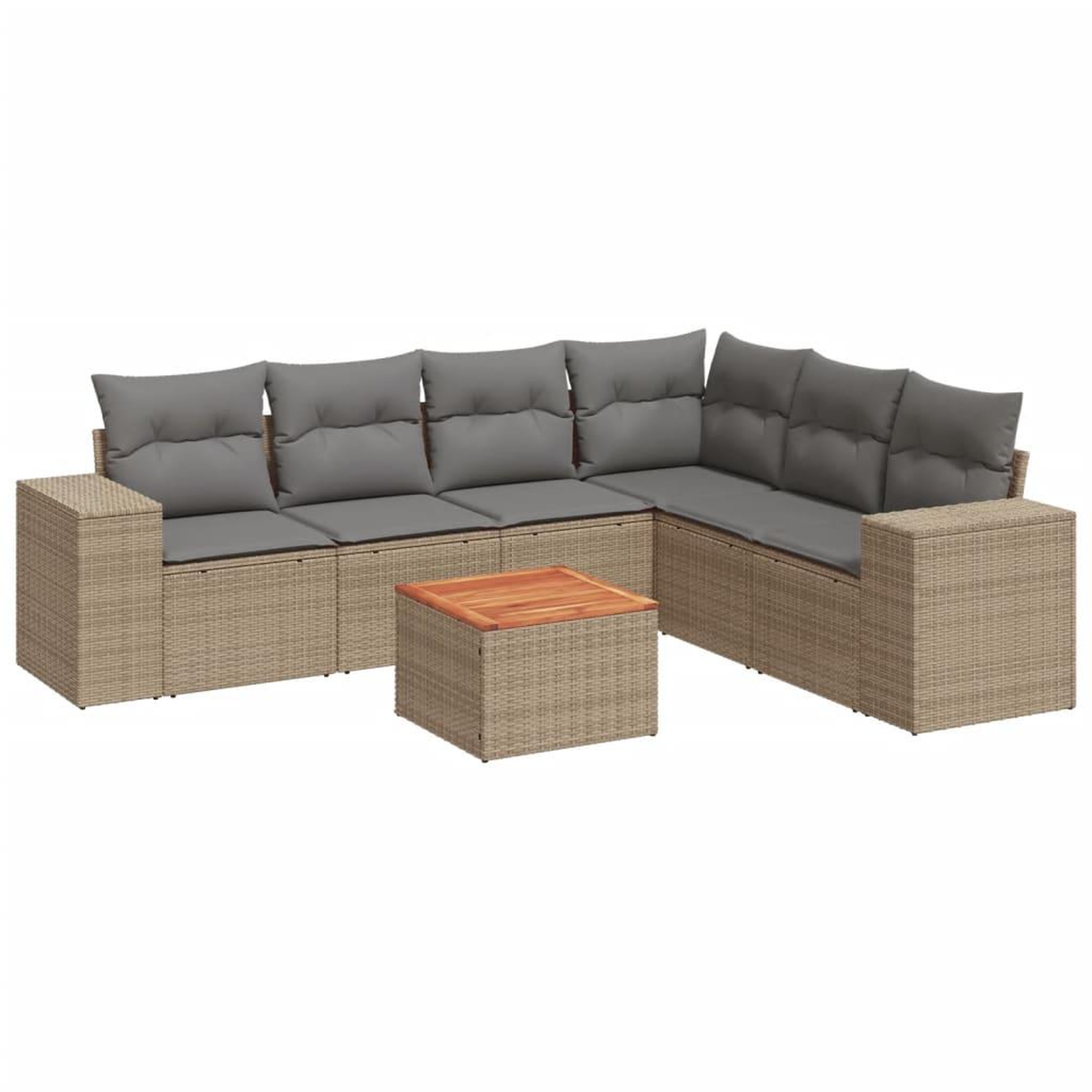 Voir la diapositive 2 : VIDAXL Salon de jardin avec coussins 7 pcs beige resine tressee