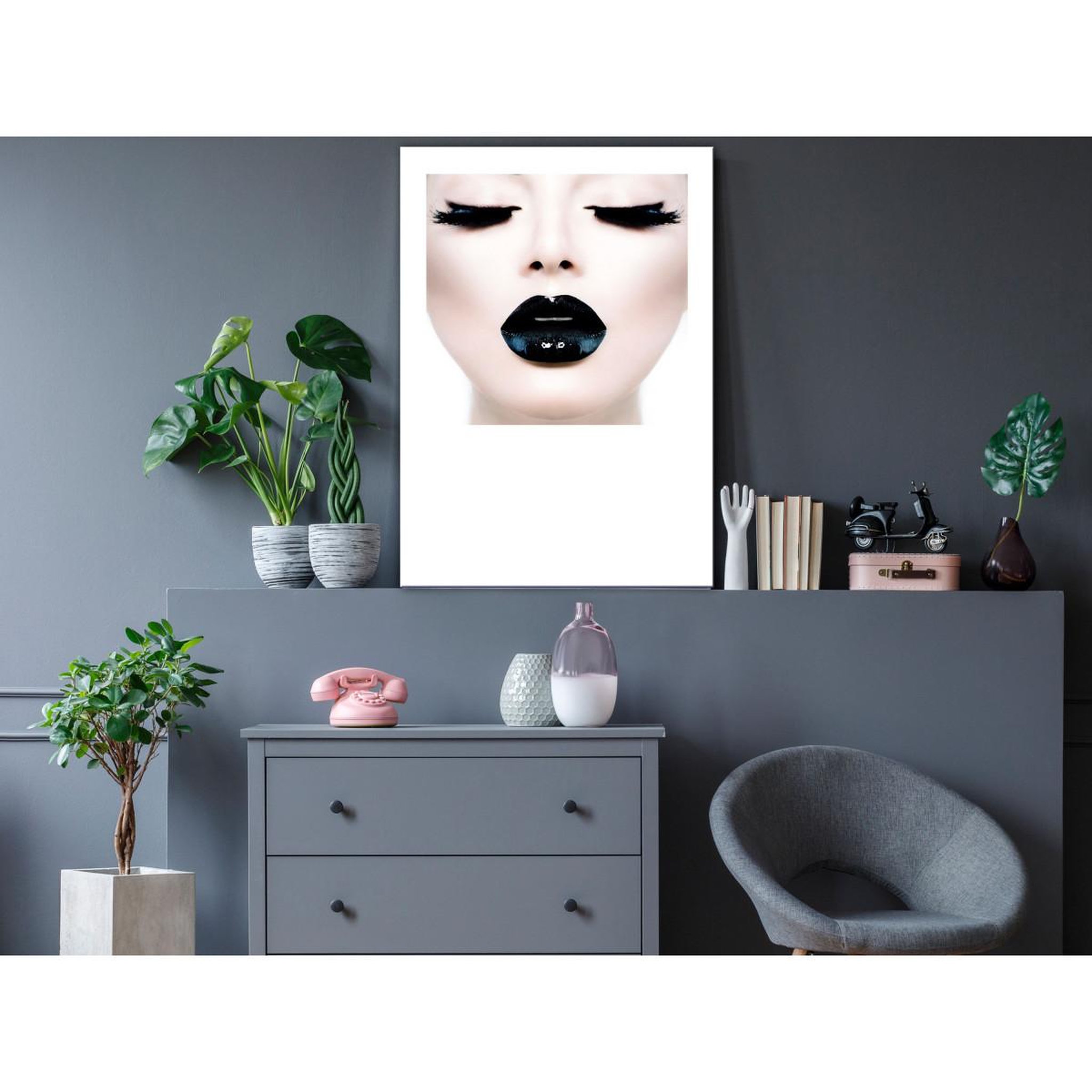 Voir la diapositive 2 : Paris Prix Tableau imprimé  black lips