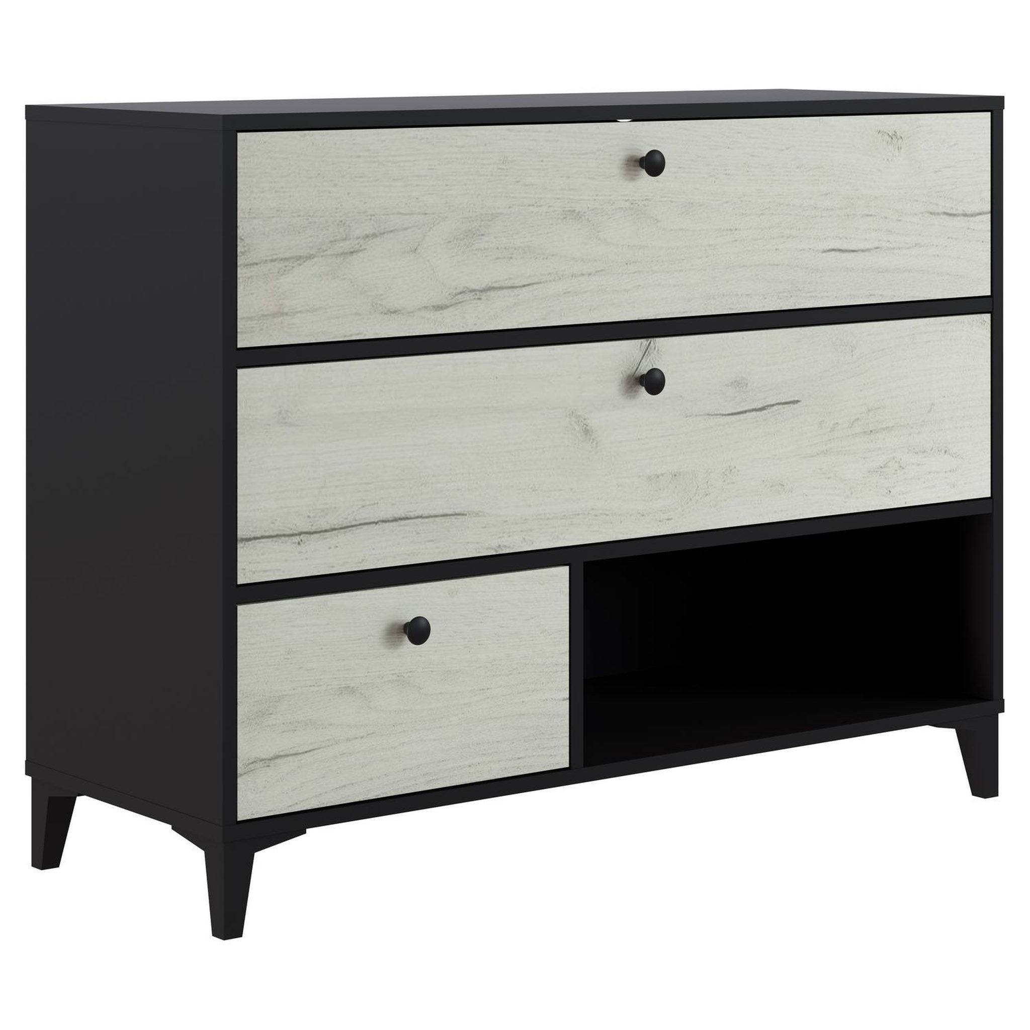 Voir la diapositive 1 : Commode 3 tiroirs 1 niche L110cm BRIDGET