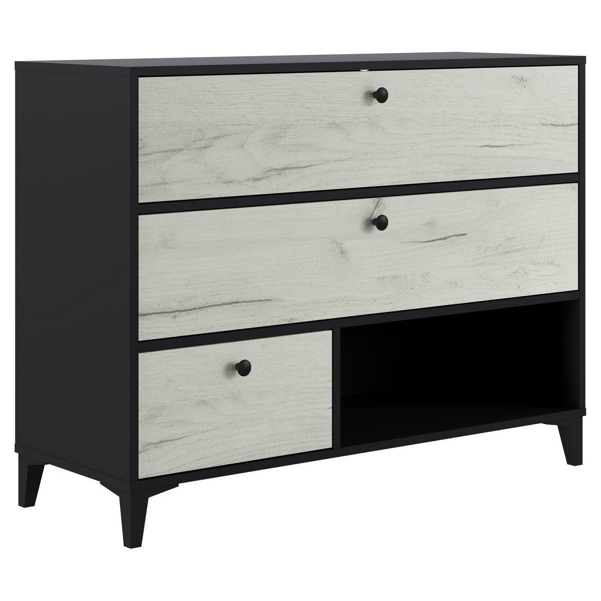 Commode 3 tiroirs 1 niche L110cm BRIDGET