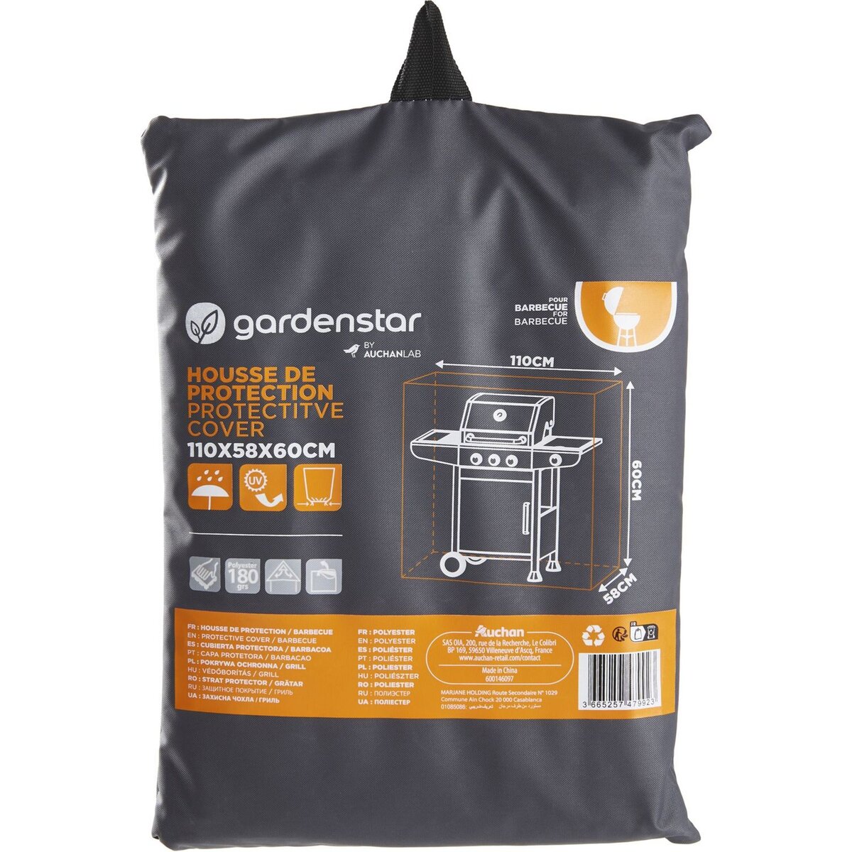 GARDENSTAR Housse de protection Barbecue - Polyester - 110X58X60cm