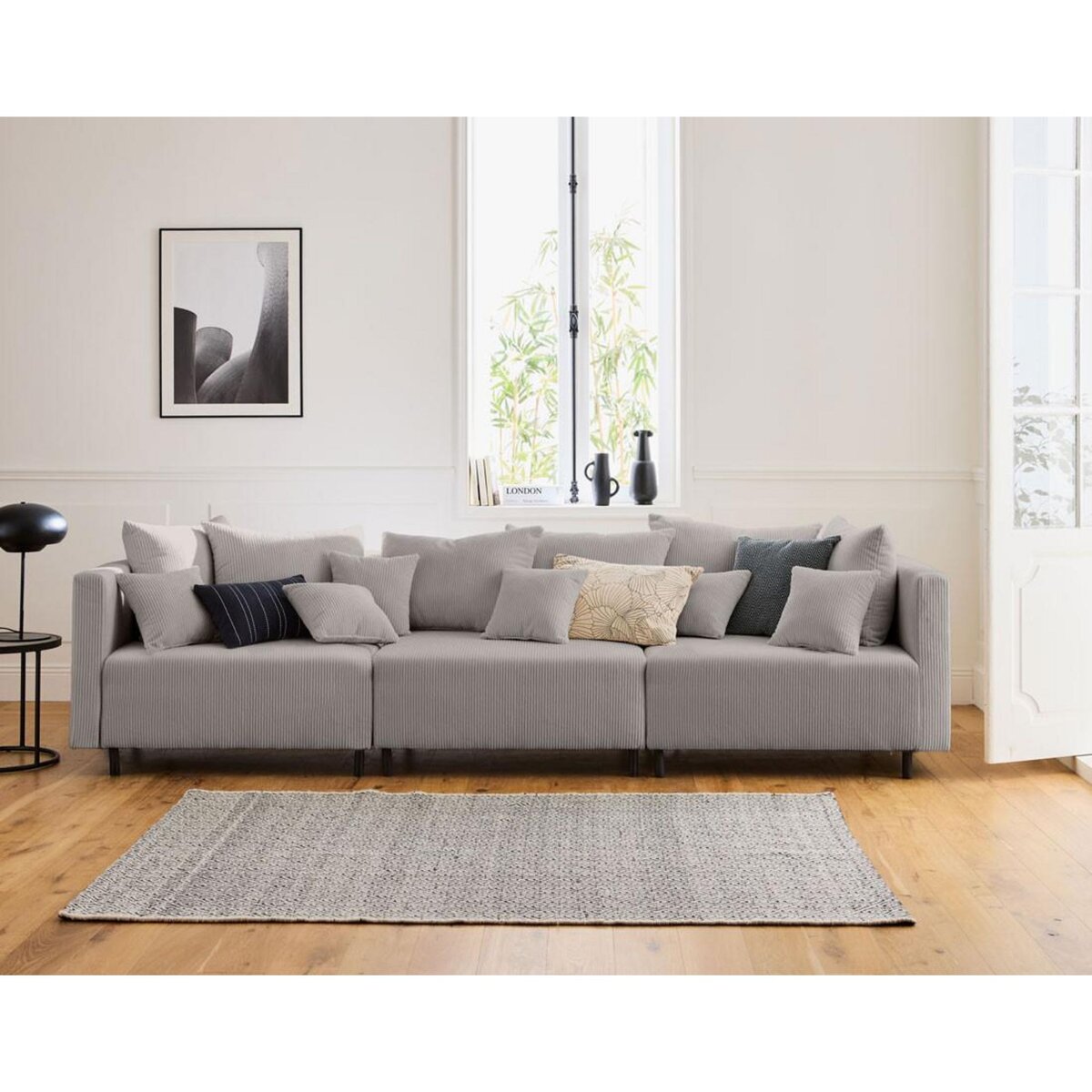 LISA DESIGN Edinburg - module d'assise d'angle gauche - en velours côtelé