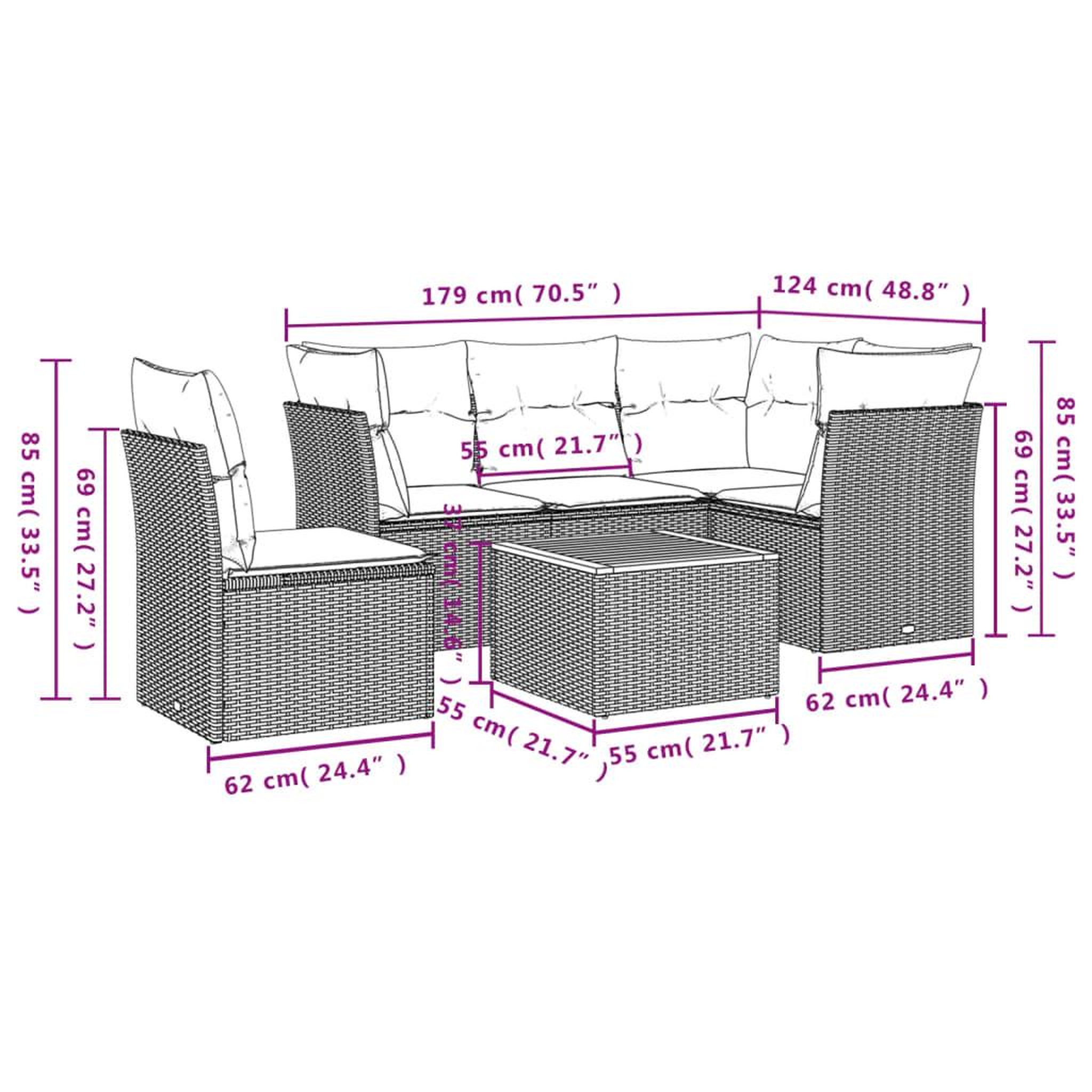 Voir la diapositive 6 : VIDAXL Salon de jardin 6 pcs avec coussins noir resine tressee