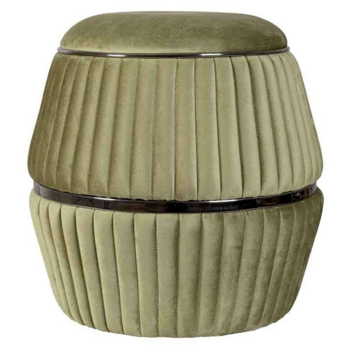 Paris Prix Pouf Rond Design  Doric  53cm Vert & Gris