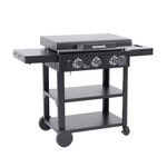 SWEEEK Plancha gaz 3 brûleurs acier inoxydable 12kW avec chariot noir - Raoul