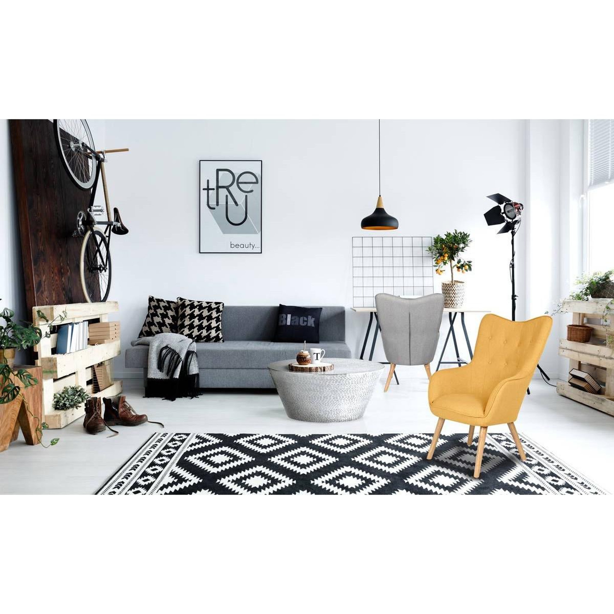 Voir la diapositive 5 : Paris Prix Fauteuil scandinave  aimee  67cm jaune