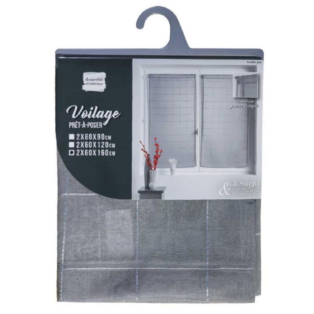 Paris Prix Paire de Voilages  Eulalie  60x160cm Gris