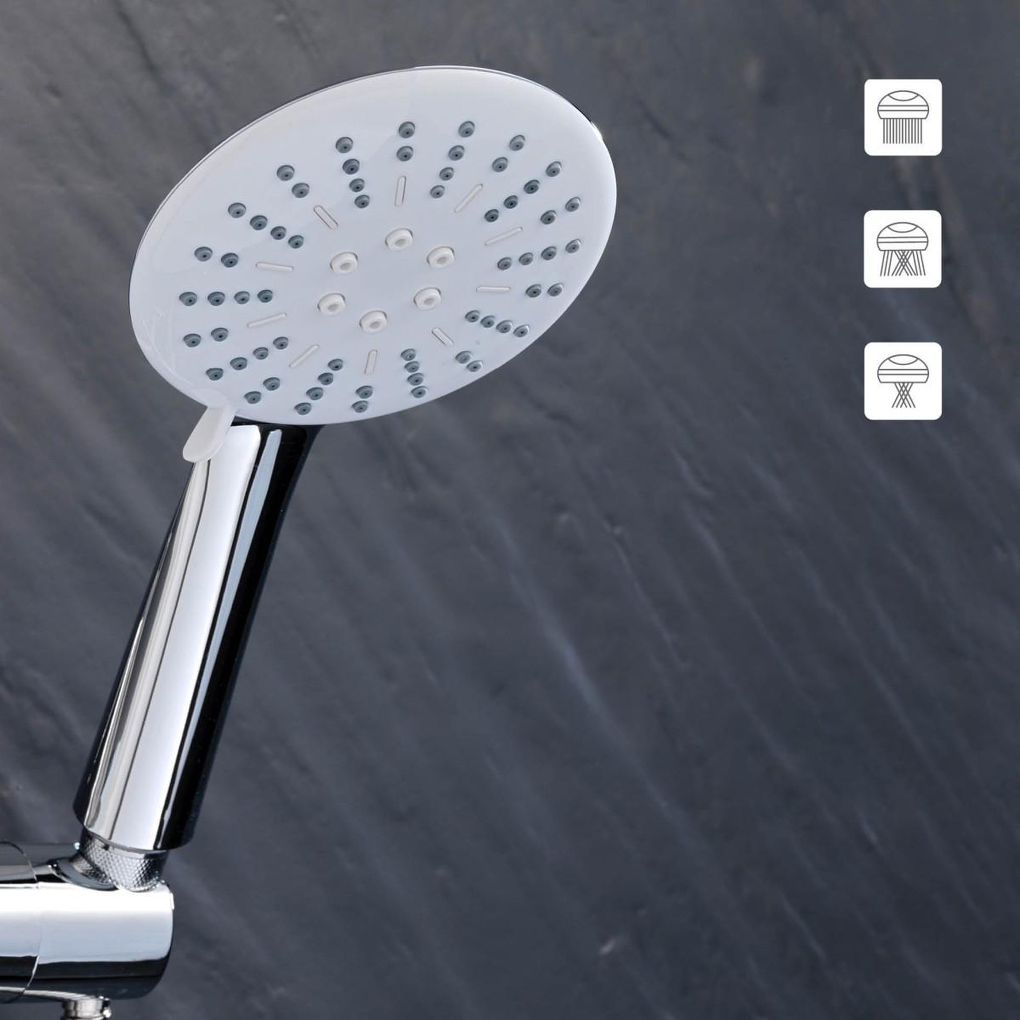 Voir la diapositive 2 : Douceur d'Intérieur Pommeau de douche 3 fonctions  hydro  24cm chrome