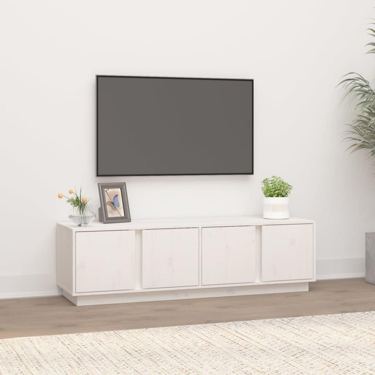 VIDAXL Meuble TV Blanc 140x40x40 cm Bois de pin massif