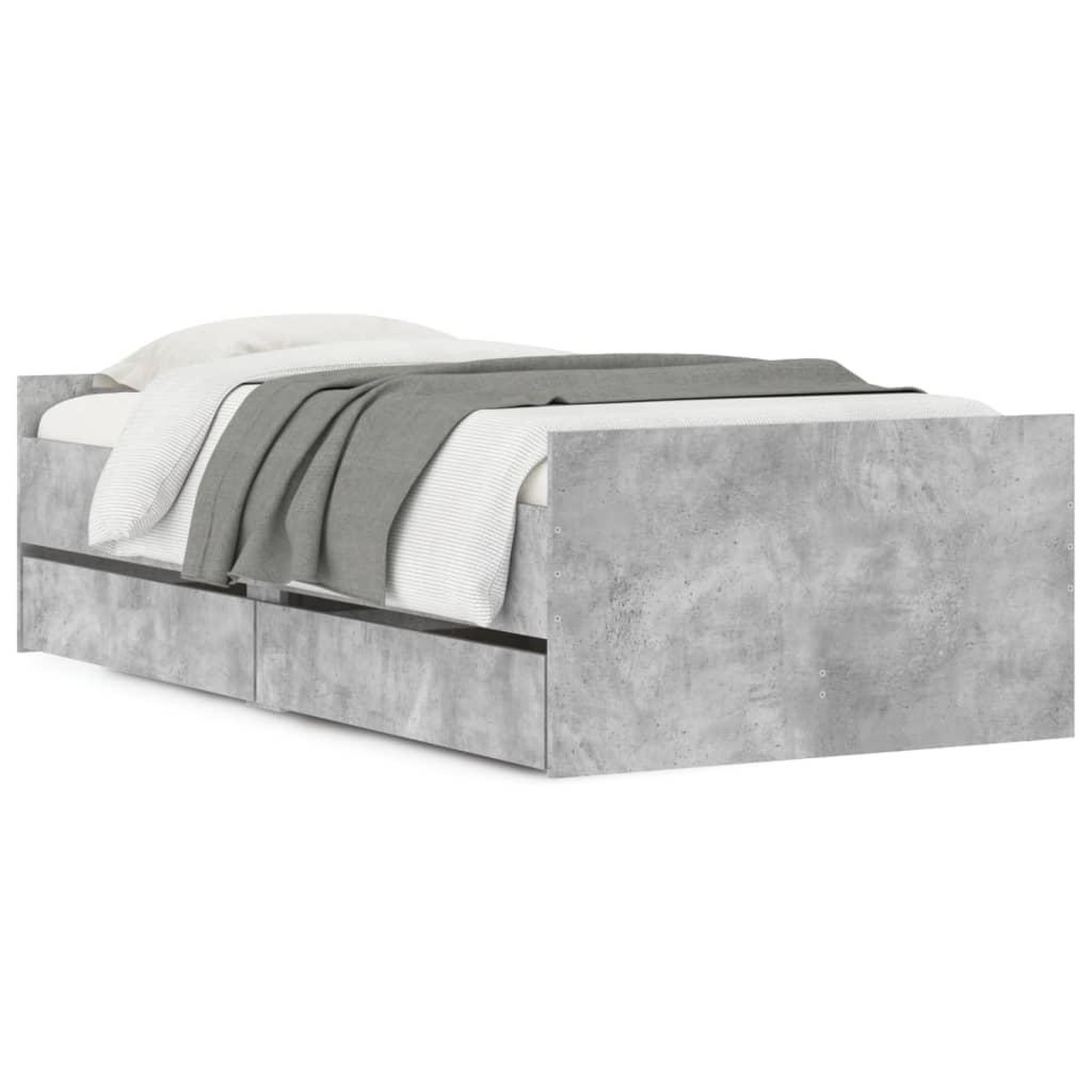 Voir la diapositive 2 : VIDAXL Cadre de lit avec tiroirs sans matelas gris beton 90x200 cm