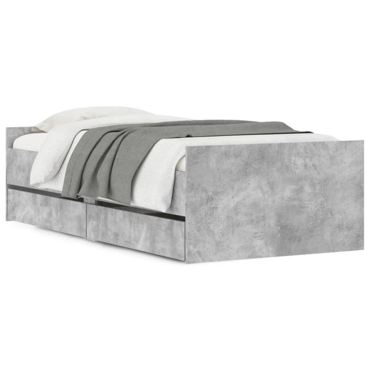 VIDAXL Cadre de lit avec tiroirs sans matelas gris beton 90x200 cm