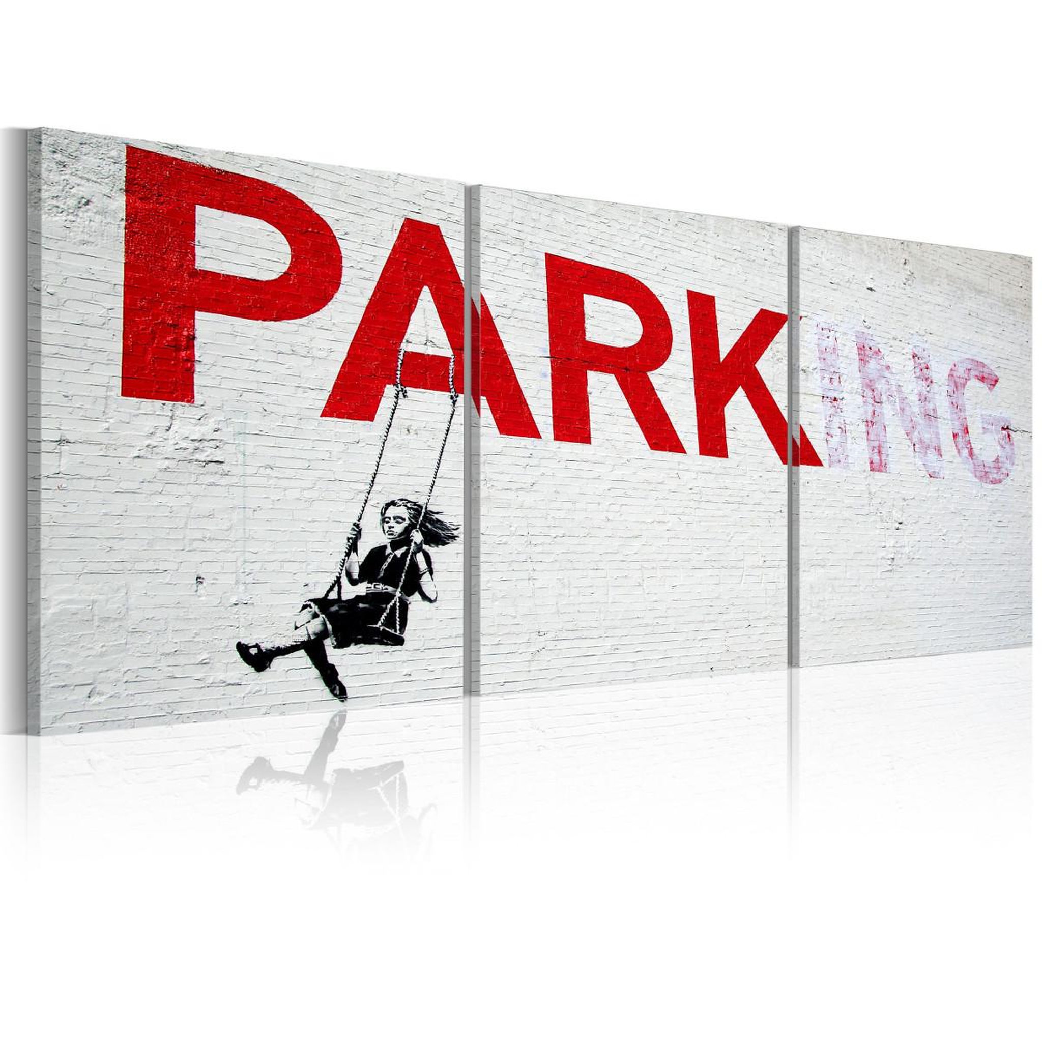 Paris Prix Tableau imprimé  fille sur la balançoire - banksy. Coloris disponibles : Multicolore