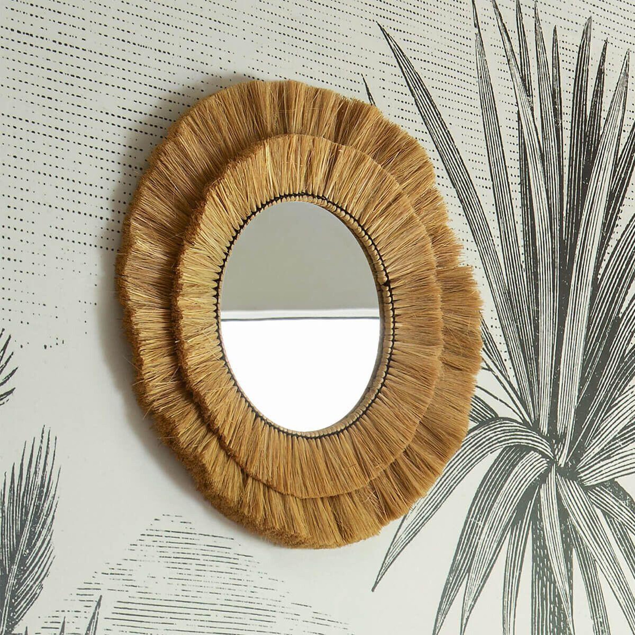 Voir la diapositive 5 : ATMOSPHERA Miroir mural en raphia déco  alba  57cm beige