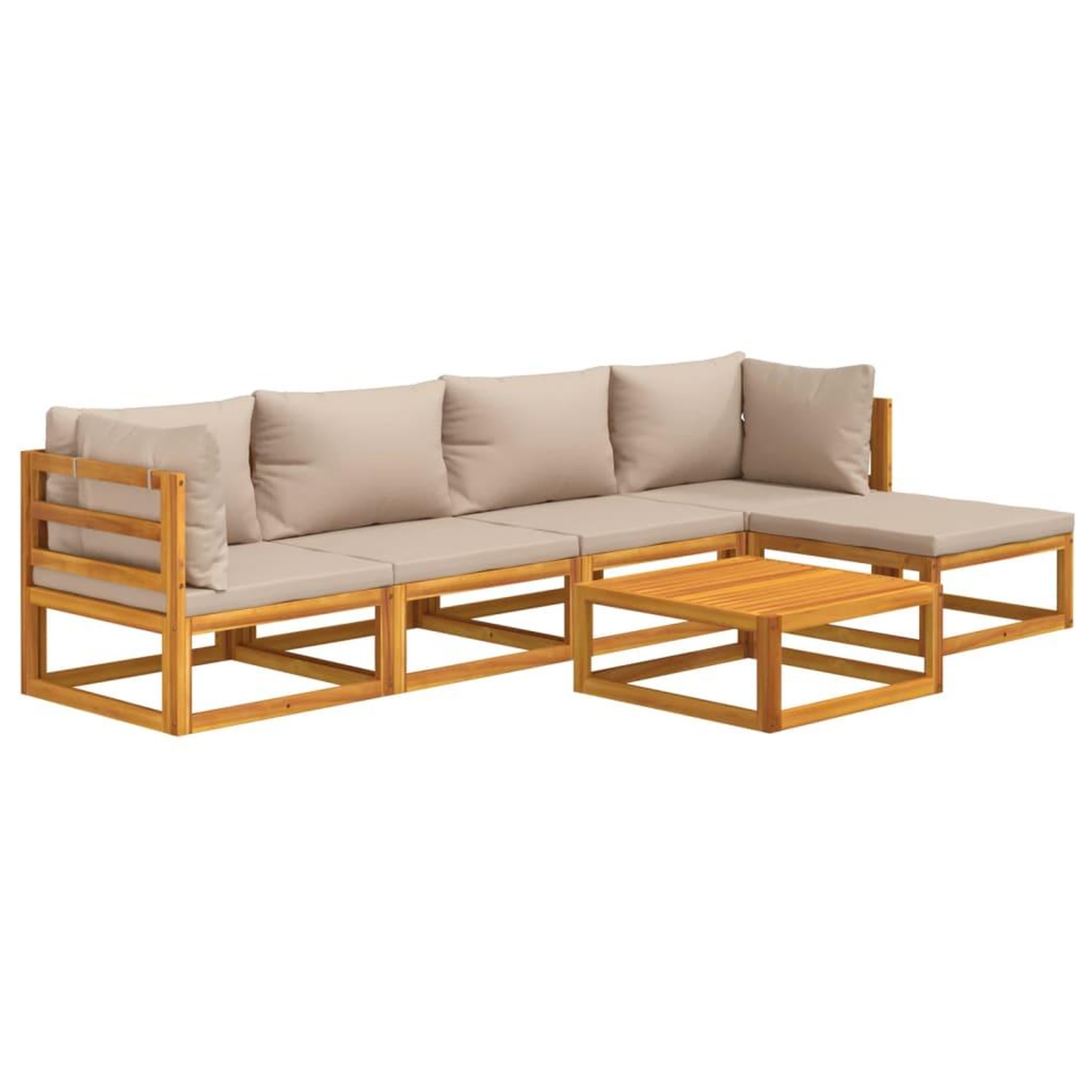 Voir la diapositive 3 : VIDAXL Salon de jardin 6 pcs avec coussins taupe bois massif