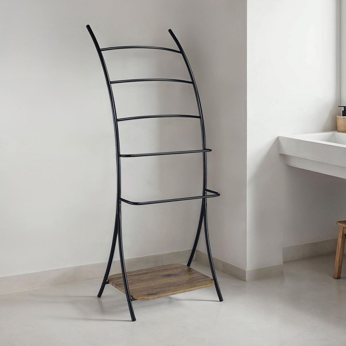 IDIMEX Porte-serviettes sur pied EDY 5 niveaux en métal