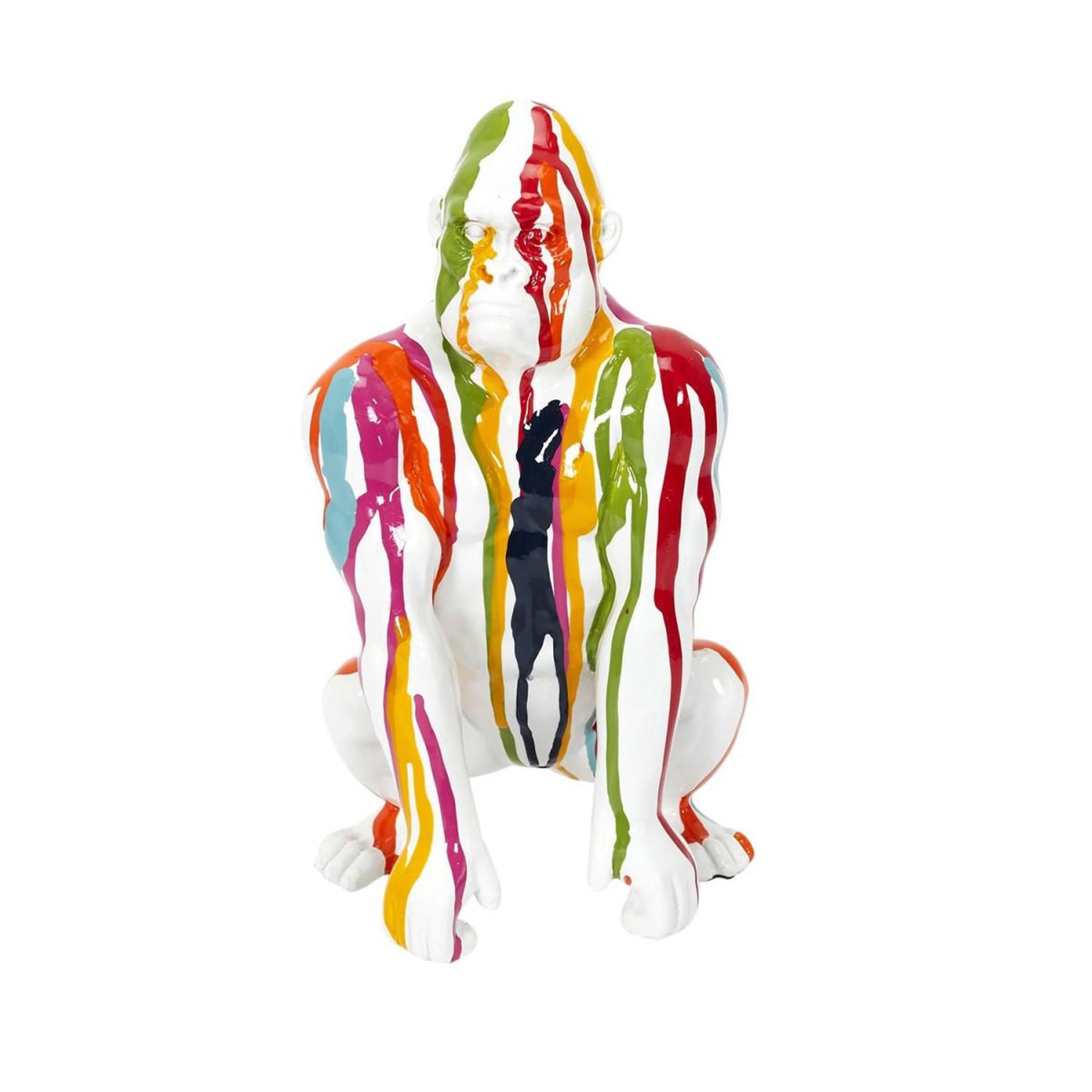 Voir la diapositive 2 : The Home Deco Factory Statuette déco gorille  rainbow  24cm multicolore