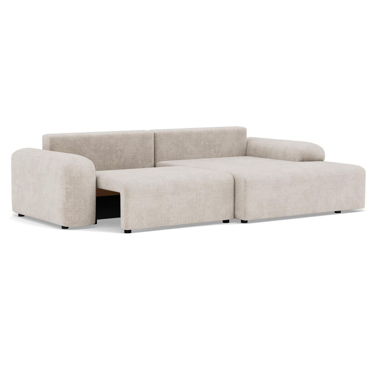 BEST MOBILIER Rebecca - canapé d'angle droit 4 places convertible avec coffre en velours texturé