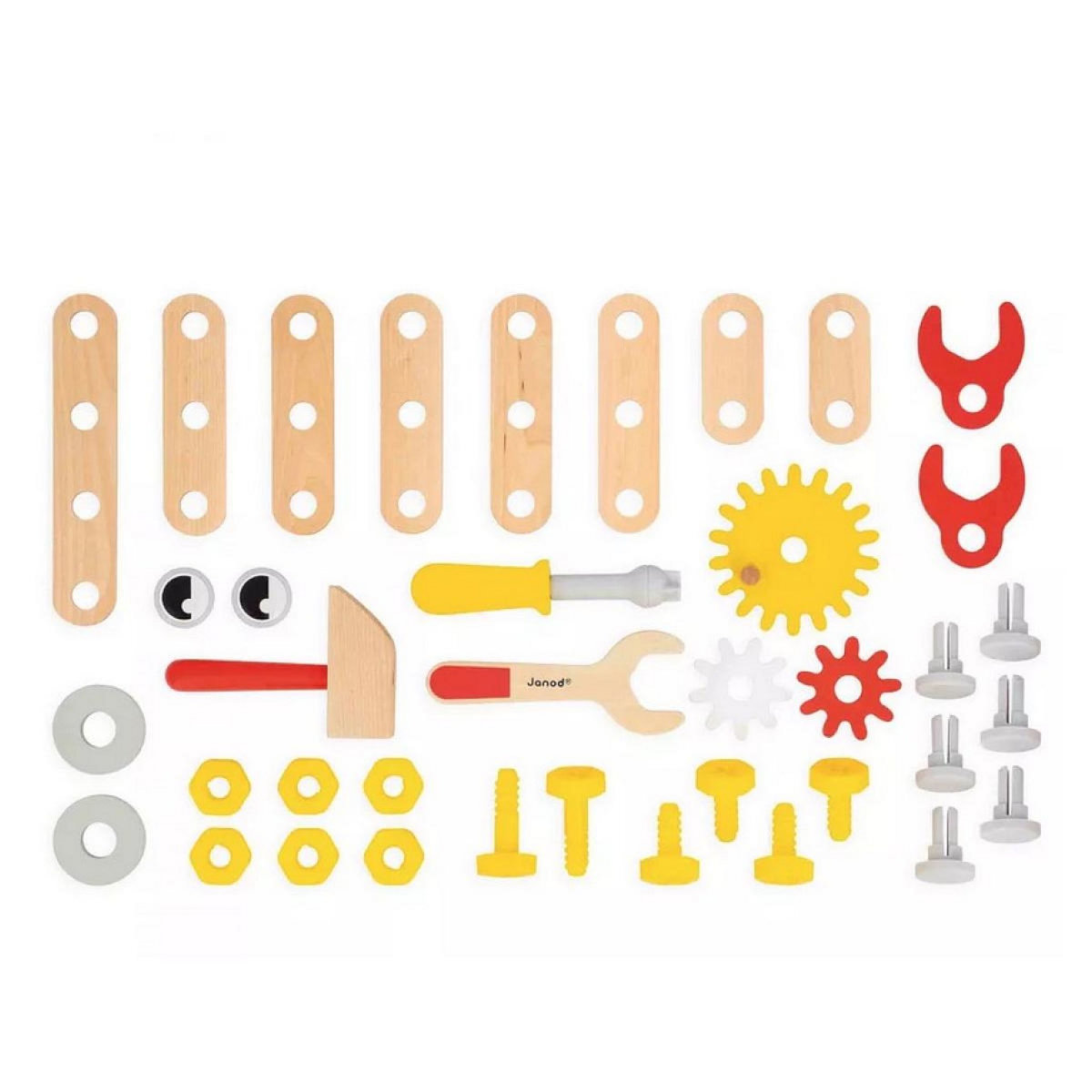 Juratoys-Janod Chariot Robot Bricoleur pour Enfants Janod - Jeu Éducatif en Bois