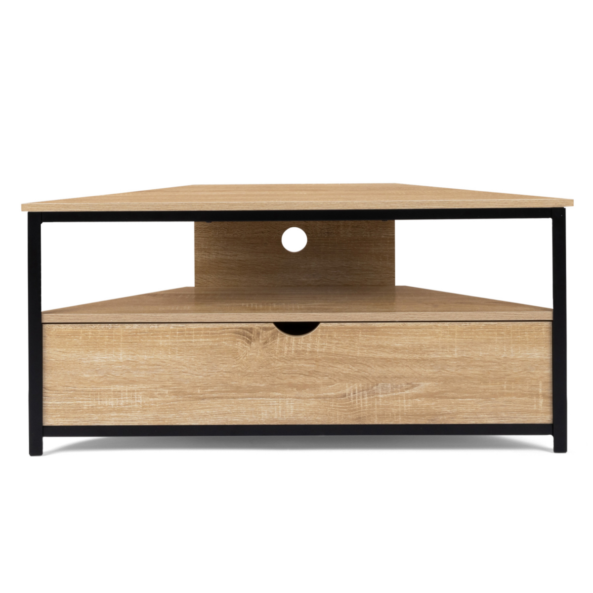 ID MARKET Meuble TV 100 cm d'angle DETROIT avec placard design industriel