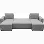Voir la diapositive 5 : MARKET24 Canapé d'angle convertible panoramique PHARELL 5/6 places - Tissu souris - Coffre de rangement - L297 x P155 x H85 cm