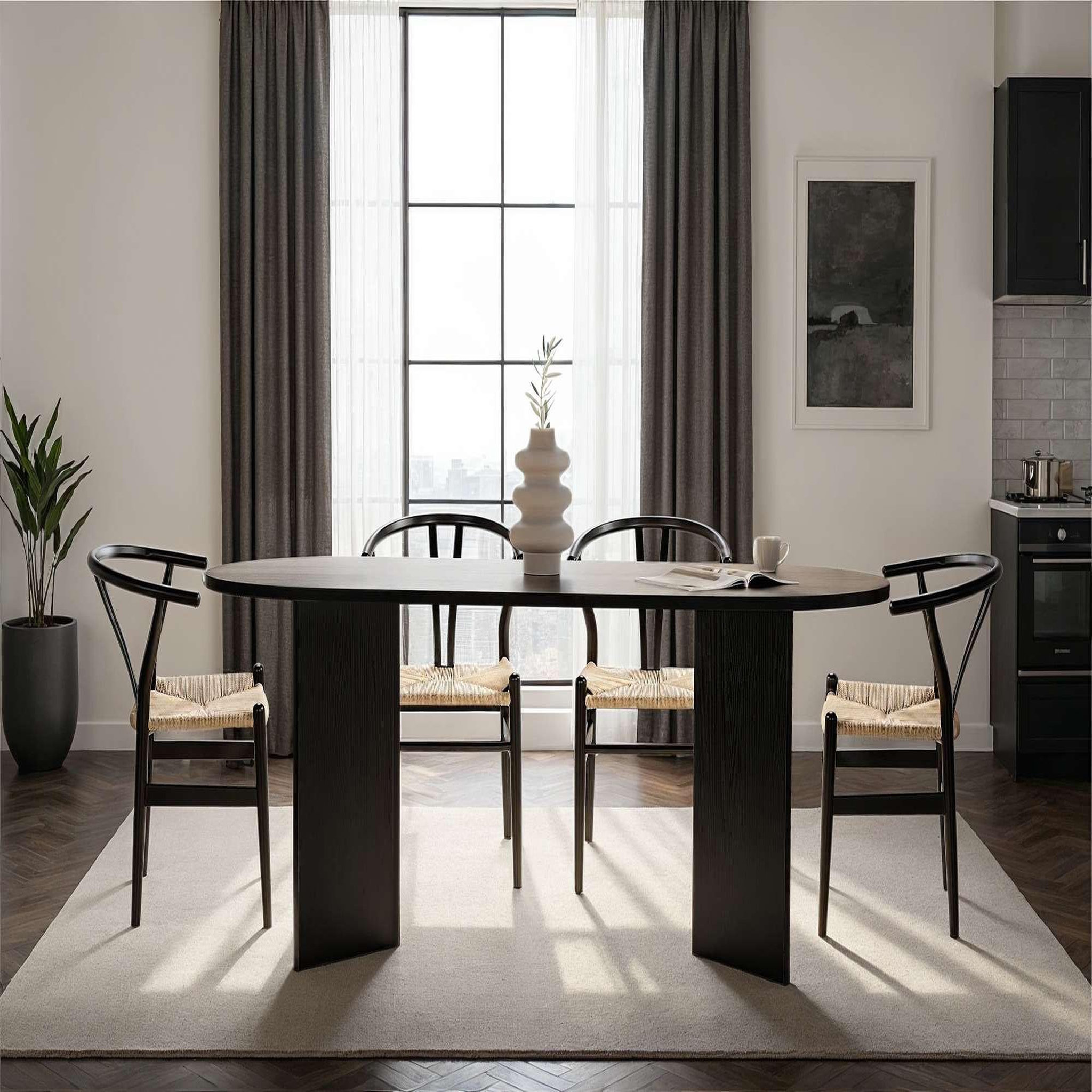 Voir la diapositive 3 : Habitat et Jardin Table à manger en bois  sabella  200 x 90 x 75 cm - bois noir
