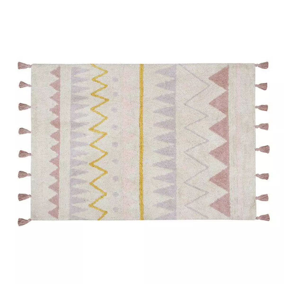 Lorena Canals Tapis coton motif indien - beige rose - 120x160