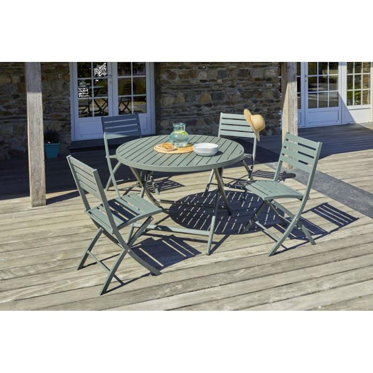 Paris Prix Ensemble Table de Jardin Pliante & 4 Chaises  Marius  110cm Kaki
