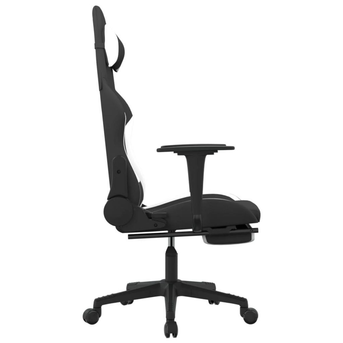 VIDAXL Chaise de jeu de massage avec repose-pied Noir et blanc Tissu