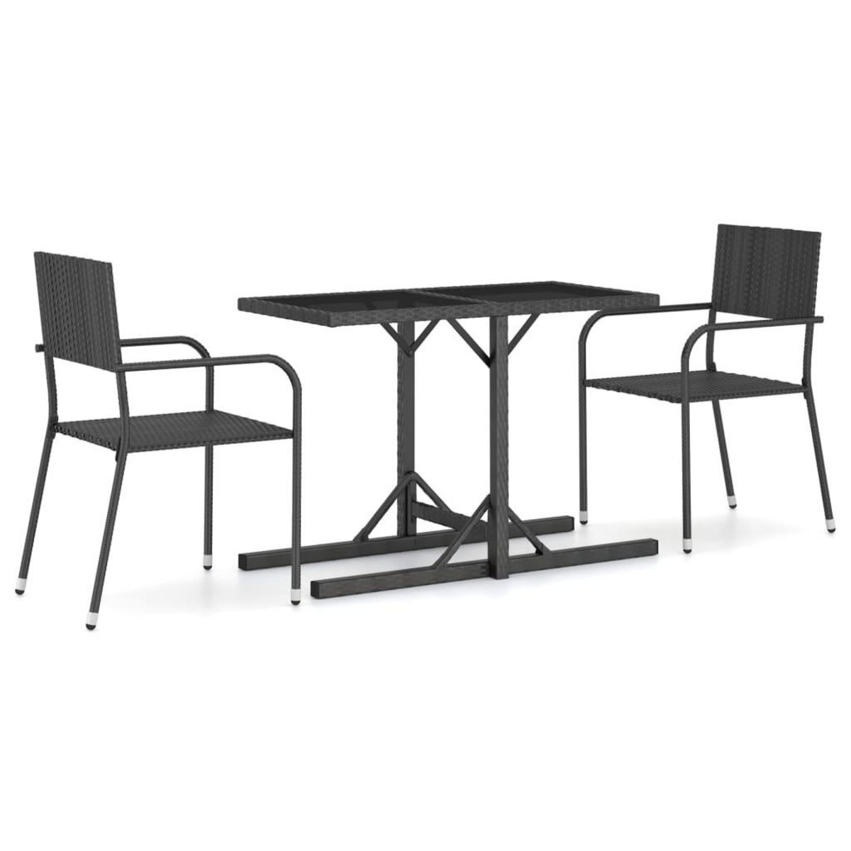 VIDAXL Ensemble a manger de jardin 3 pcs Noir