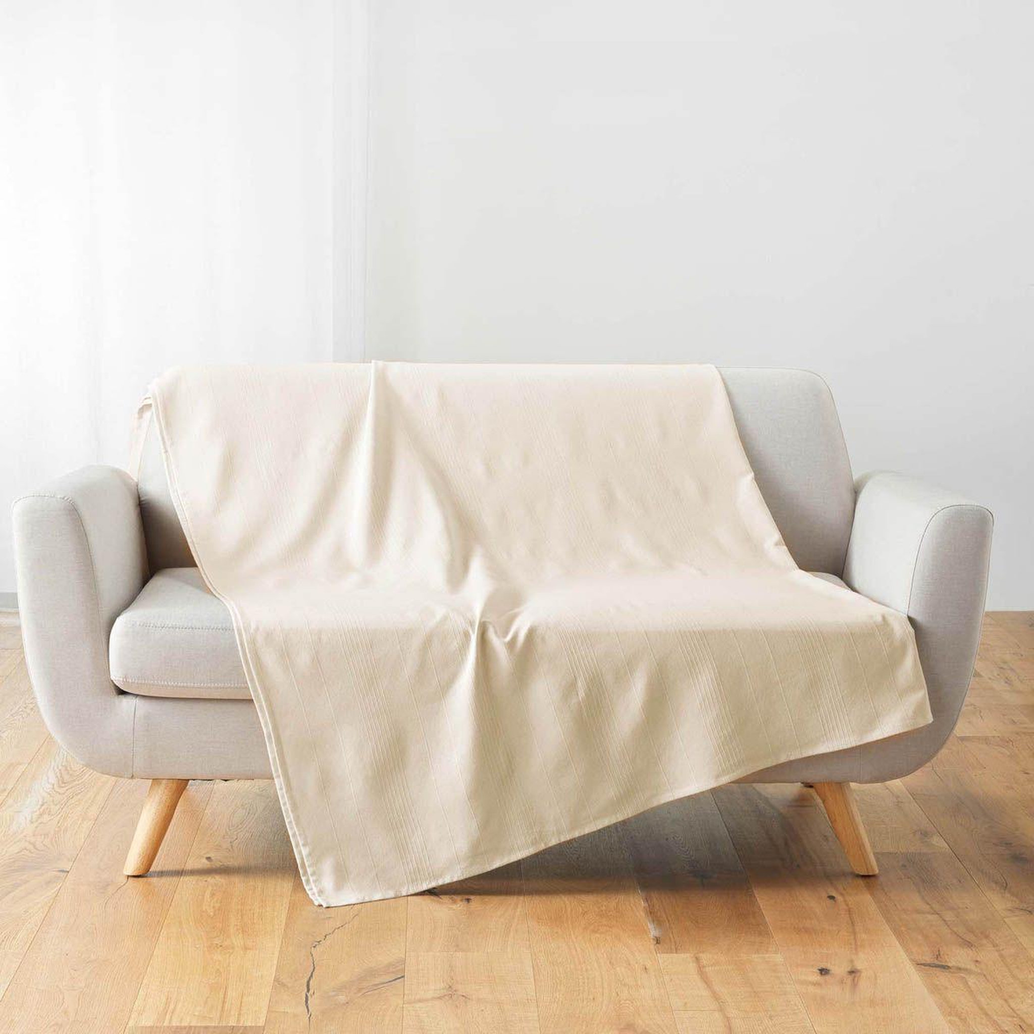 Douceur d'Intérieur Plaid Uni en Coton  Lucile  220x240cm Naturel