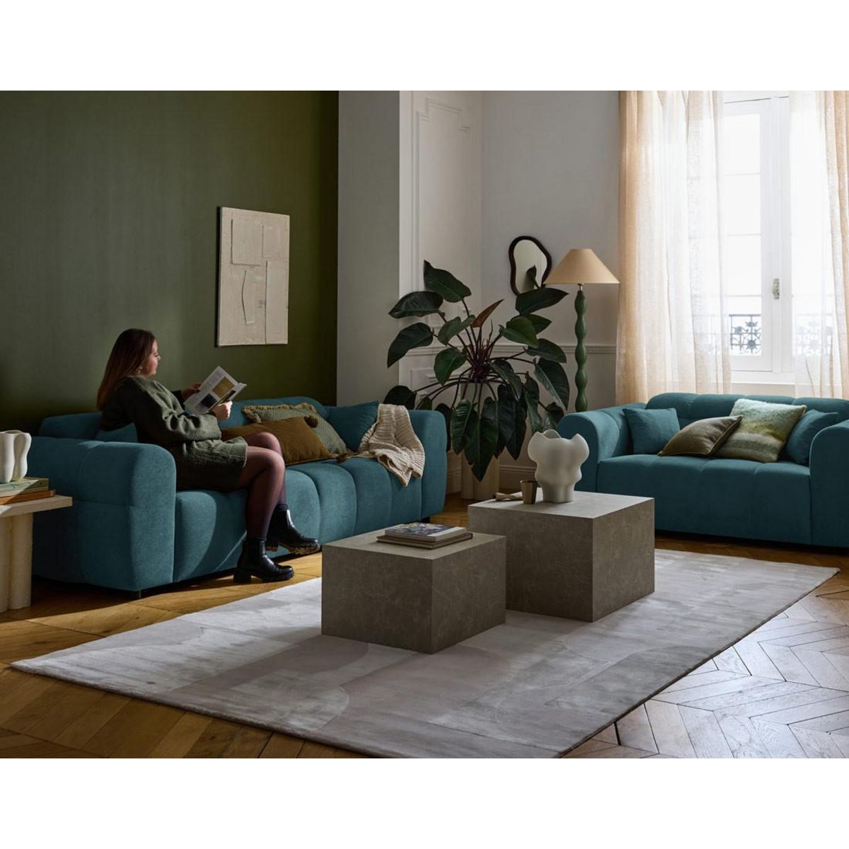 LISA DESIGN Ray - canapé droit 3 places en tissu texturé