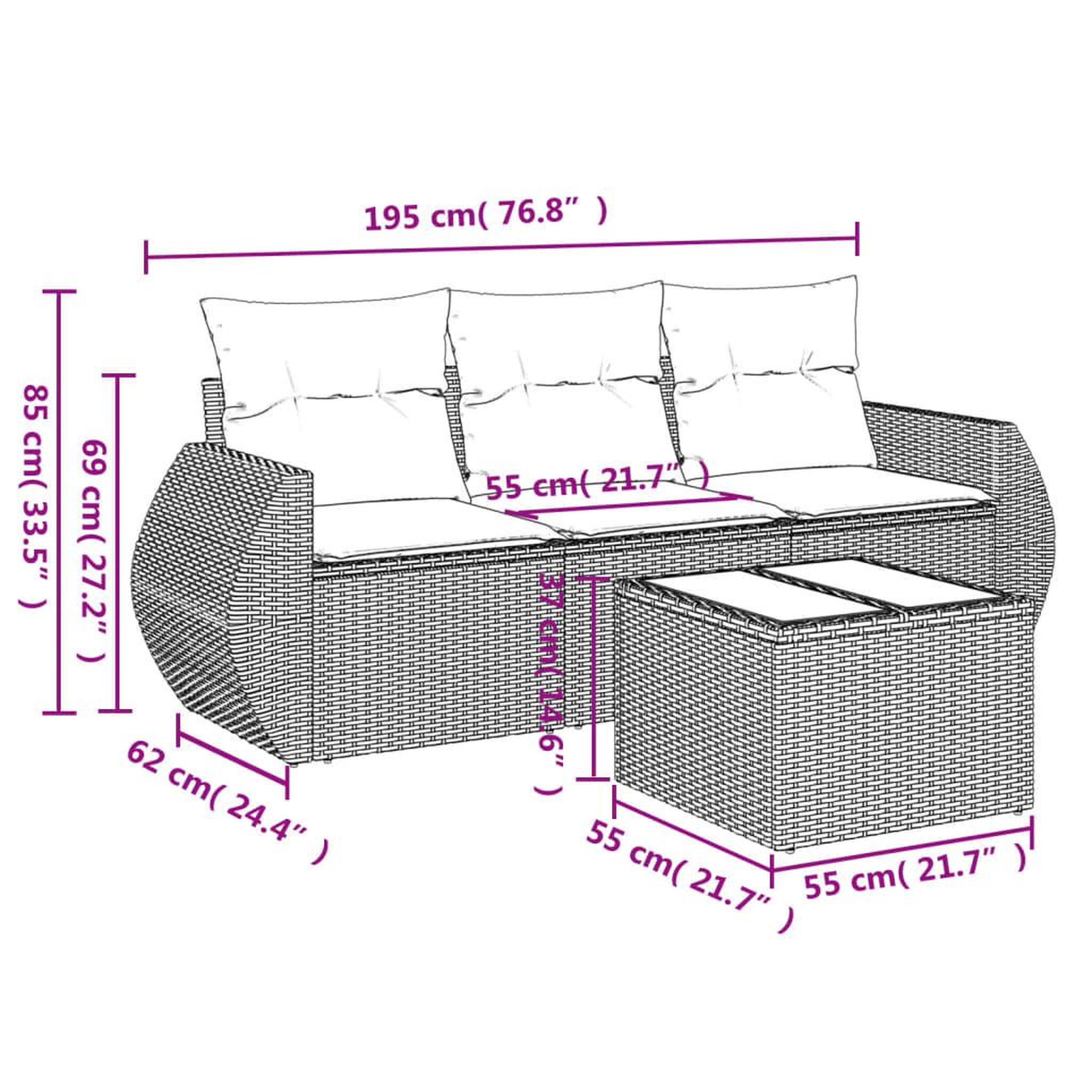 Voir la diapositive 4 : VIDAXL Salon de jardin avec coussins 4 pcs beige resine tressee