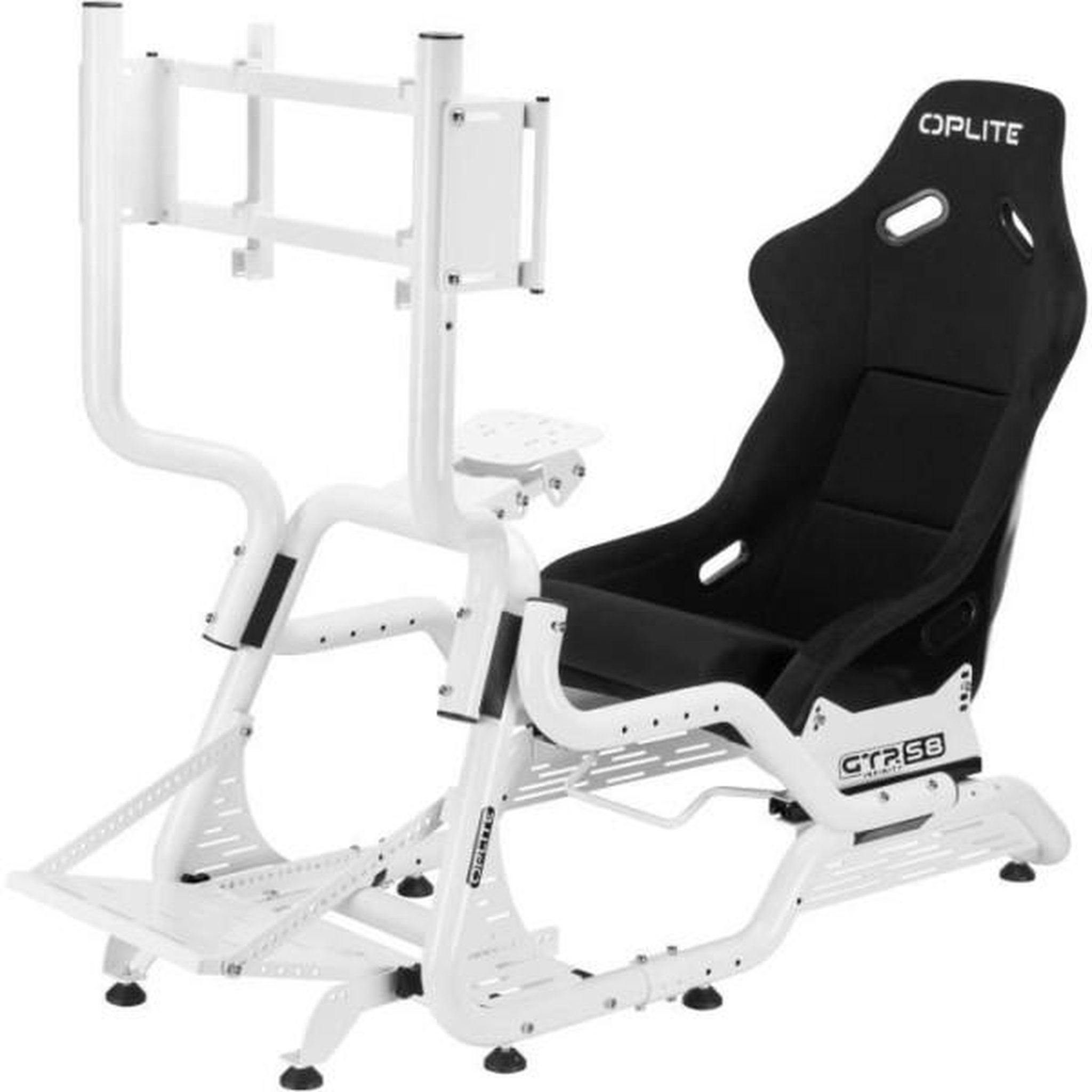 Voir la diapositive 6 : OPLITE Cockpit de simulation - OPLITE - GTR S8 Infinity Force - Acier carbone - Blanc - Simracing haute performance